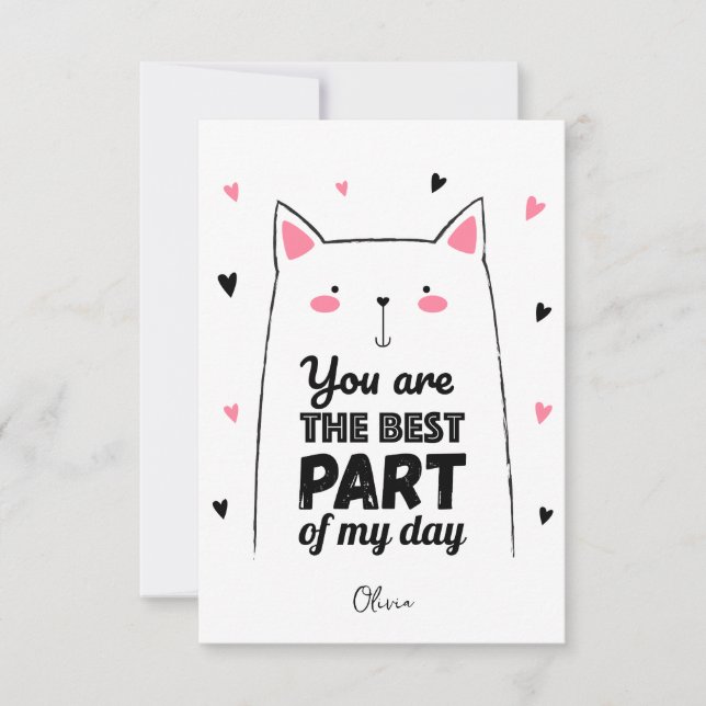 Niedliche rosa Katze | Happy Valentine's Day Card Einladung (Vorderseite)