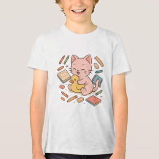 Niedliche rosa Katze mit Rubber Duck Art Tri-Blend Shirt