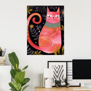 Niedliche Rosa-Katze Poster