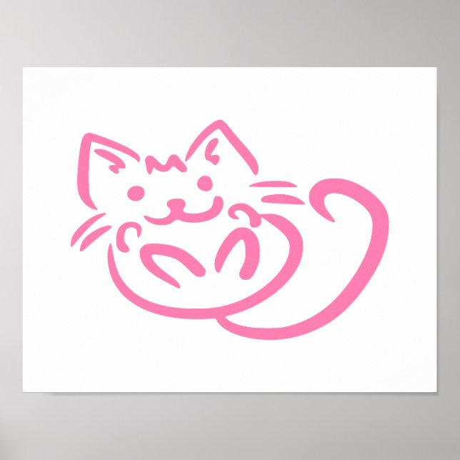 Niedliche rosa Katze Poster (Vorne)