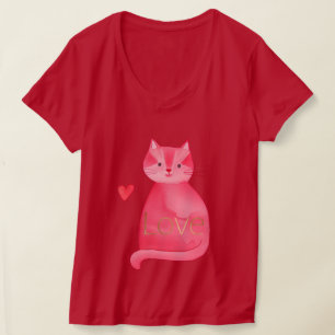 Niedliche Rosa Katzenherz Gold Liebe T-Shirt