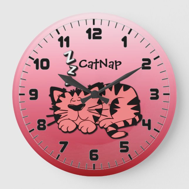 Niedliche rosa KItty Cat Nickerchen Wall Uhr (Vorderseite)