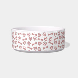 Niedliche rosa Knochenknochen und Herzmuster Napf