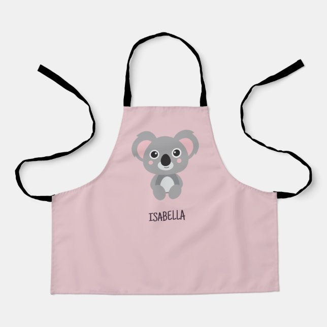 Niedliche Rosa Koala Girls Personalisiert Schürze (Vorderseite)