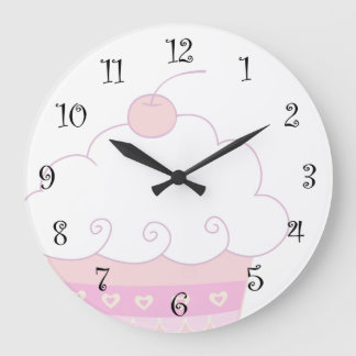 Niedliche rosa Kuchen-Wand-Uhr Große Wanduhr