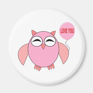 Niedliche rosa Liebe Du Owl Magnet