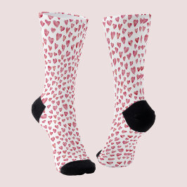 Niedliche rosa Liebe Herz Weißes Muster Socken
