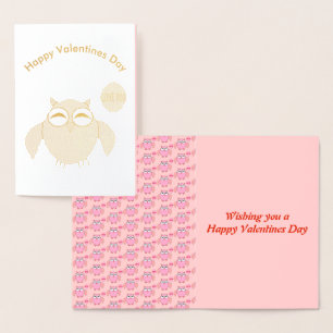 Niedliche rosa Liebe Sie Eule Fowl Card Folienkarte