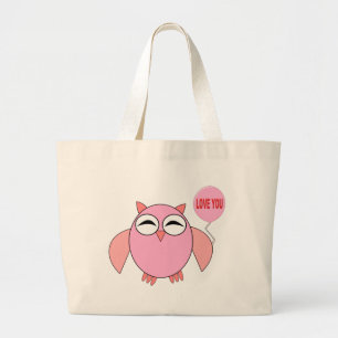 Niedliche rosa Liebe Sie Owl Totbeutel Jumbo Stoffbeutel