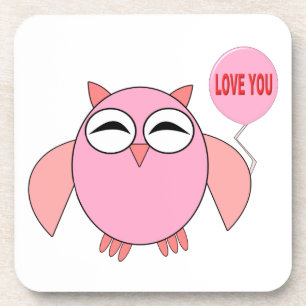 Niedliche rosa Liebe Sie Owl Untersetzer