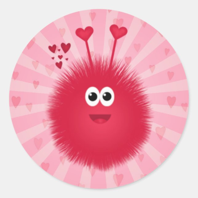 Niedliche rosa Liebe-Wanze Runder Aufkleber (Vorderseite)