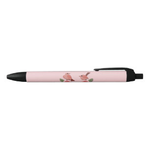 Niedliche Rosa Liebesvögel und blühende Rose Kugelschreiber