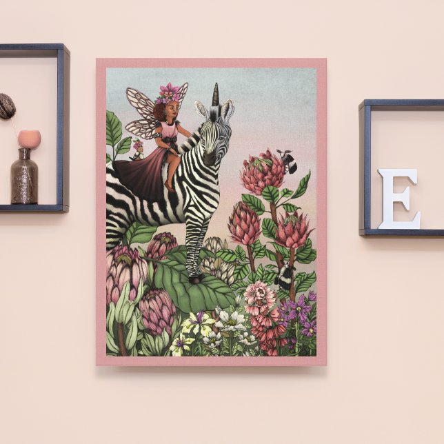 Niedliche Rosa Märchen auf Zebra Einhorn Kunst, Di Leinwanddruck (Von Creator hochgeladen)