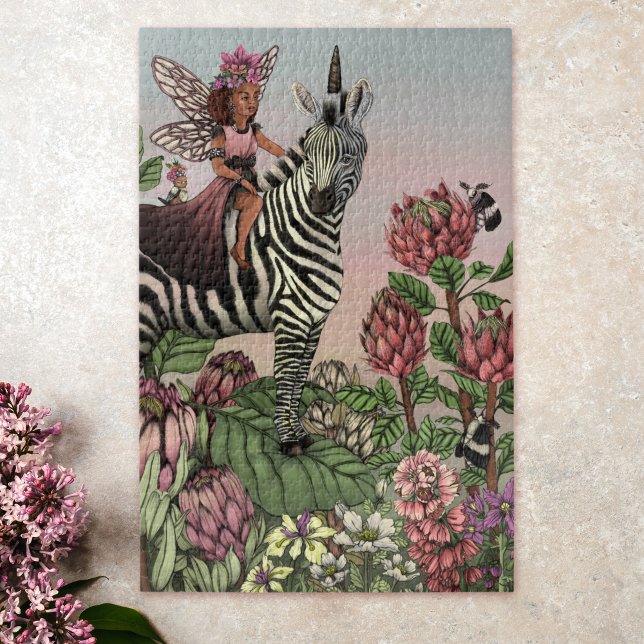 Niedliche Rosa Märchen auf Zebra Einhorn Kunst, Di Puzzle (Von Creator hochgeladen)