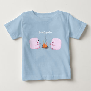 Niedliche rosa Marshmallows im Cartoon des Lagerfe Baby T-shirt