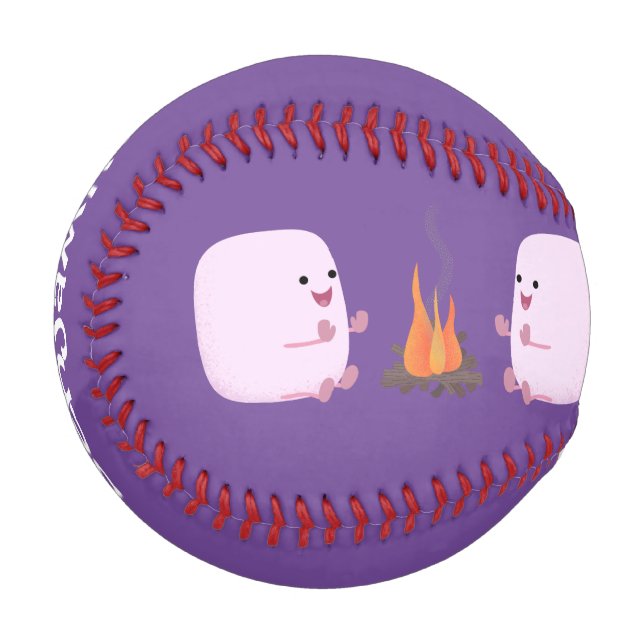 Niedliche rosa Marshmallows im Cartoon des Lagerfe Baseball (Vorderseite Links)