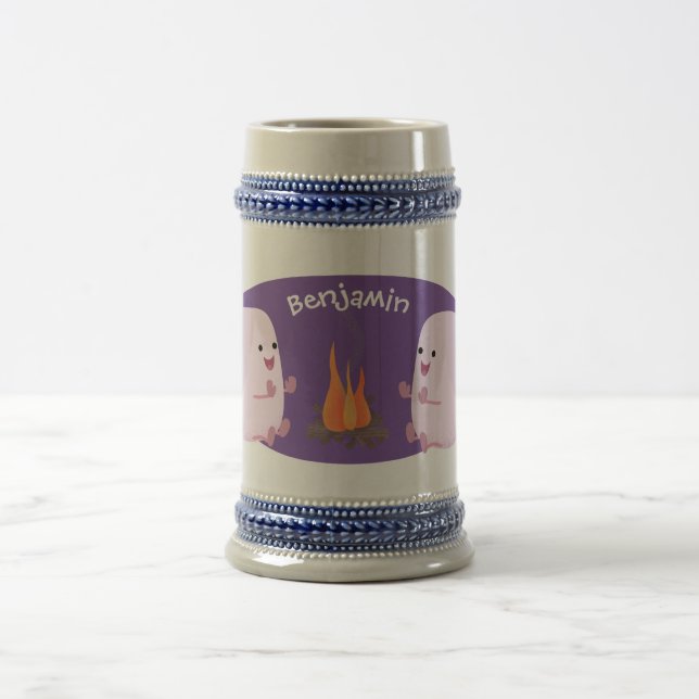 Niedliche rosa Marshmallows im Cartoon des Lagerfe Bierglas (Mittel)