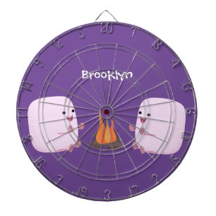 Niedliche rosa Marshmallows im Cartoon des Lagerfe Dartscheibe