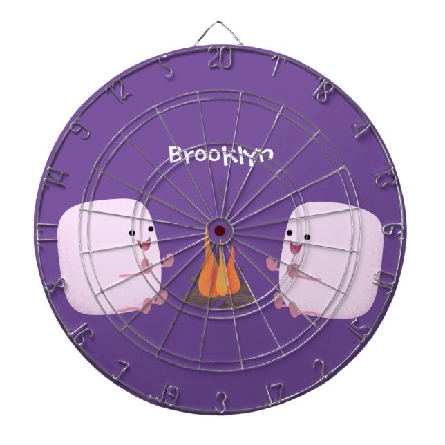 Niedliche rosa Marshmallows im Cartoon des Lagerfe Dartscheibe (vorne)