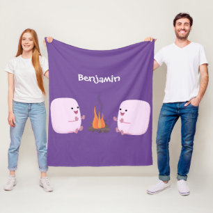 Niedliche rosa Marshmallows im Cartoon des Lagerfe Fleecedecke