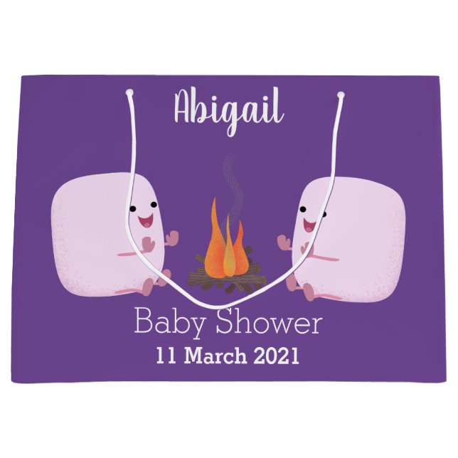 Niedliche rosa Marshmallows im Cartoon des Lagerfe Große Geschenktüte (Vorderseite)