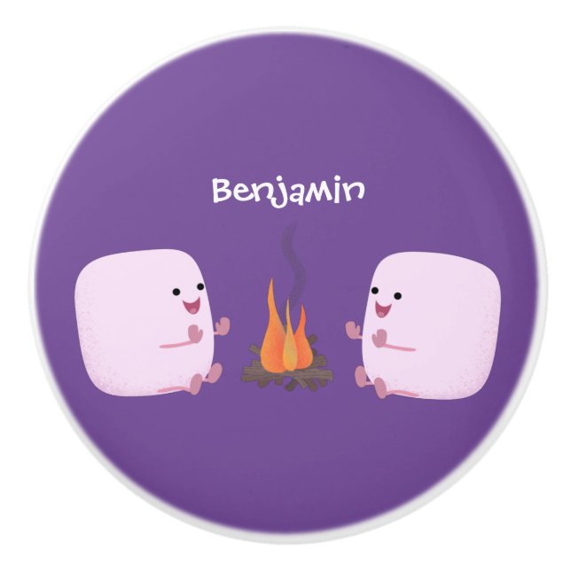 Niedliche rosa Marshmallows im Cartoon des Lagerfe Keramikknauf (Vorderseite)