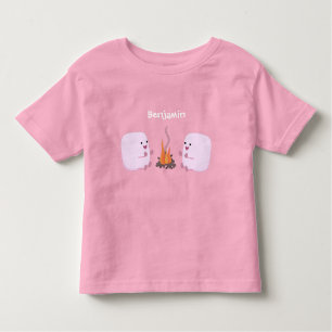 Niedliche rosa Marshmallows im Cartoon des Lagerfe Kleinkind T-shirt