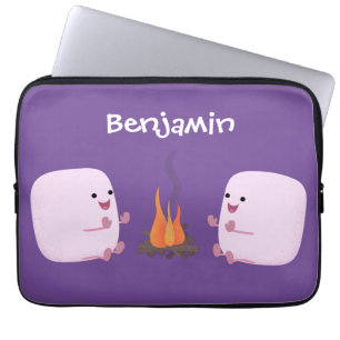 Niedliche rosa Marshmallows im Cartoon des Lagerfe Laptopschutzhülle