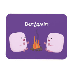 Niedliche rosa Marshmallows im Cartoon des Lagerfe Magnet