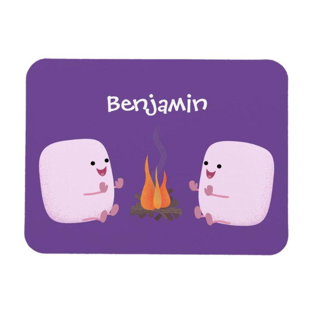 Niedliche rosa Marshmallows im Cartoon des Lagerfe Magnet (Horizontal)