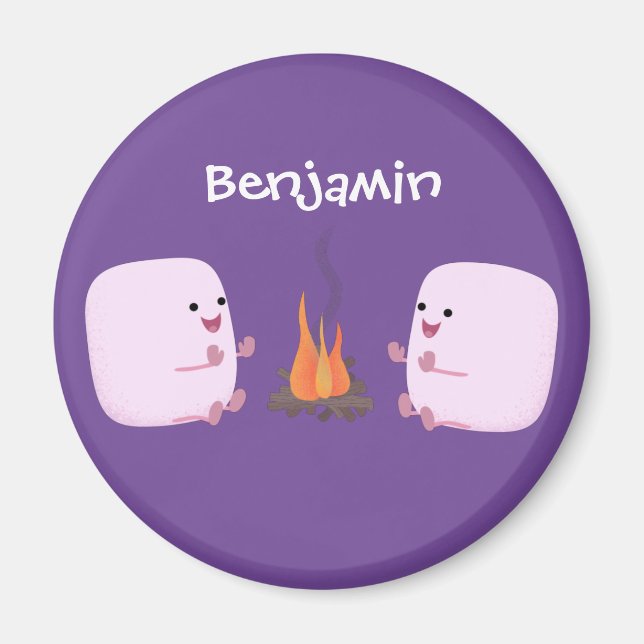 Niedliche rosa Marshmallows im Cartoon des Lagerfe Magnet (Vorne)