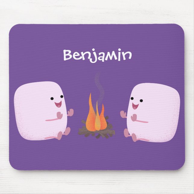 Niedliche rosa Marshmallows im Cartoon des Lagerfe Mousepad (Vorne)