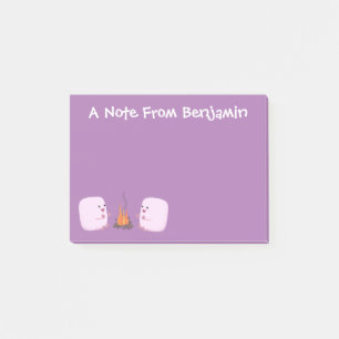 Niedliche rosa Marshmallows im Cartoon des Lagerfe Post-it Klebezettel