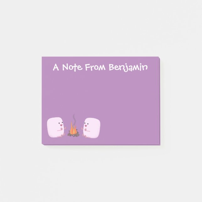 Niedliche rosa Marshmallows im Cartoon des Lagerfe Post-it Klebezettel (Vorderseite)