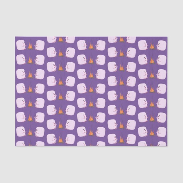 Niedliche rosa Marshmallows im Cartoon des Lagerfe Seidenpapier (Vorderseite)