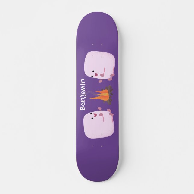Niedliche rosa Marshmallows im Cartoon des Lagerfe Skateboard (Vorne)