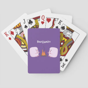 Niedliche rosa Marshmallows im Cartoon des Lagerfe Spielkarten