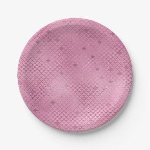 Niedliche rosa Meerjungfrau-Skalen für ein Pappteller