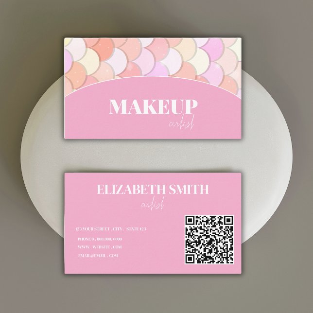 niedliche rosa Meerjungfrau-Waage QR-Code-Make-up  Visitenkarte (Von Creator hochgeladen)