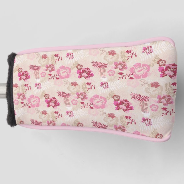 Niedliche rosa moderne Blume Muster High Top Turns Golf Headcover (Vorderseite)