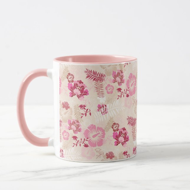 Niedliche rosa moderne Blume Muster High Top Turns Tasse (Links)