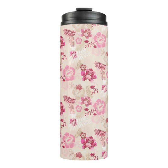 Niedliche rosa moderne Blume Muster High Top Turns Thermosbecher (Vorderseite)