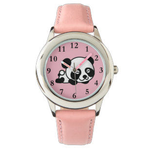 Niedliche rosa Panda-Mädchen-Uhr Armbanduhr