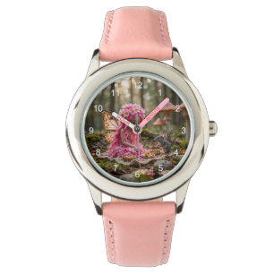 Niedliche rosa Pixel und Maus-Picnic Armbanduhr