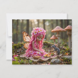 Niedliche rosa Pixel und Maus-Picnic Postkarte