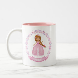 Niedliche Rosa Prinzessin Personalisiert Zweifarbige Tasse