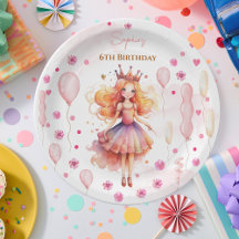 Niedliche rosa Prinzessin und Ballons Geburtstag