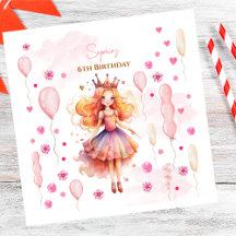 Niedliche rosa Prinzessin und Ballons Geburtstag