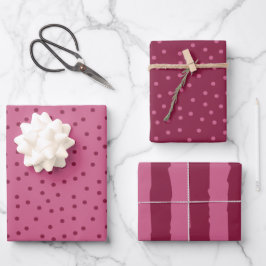 Niedliche rosa Punkte und Streifen Geschenkpapier Set