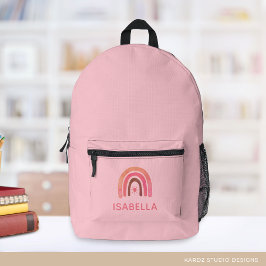 Niedliche Rosa Rainbow Personalisiert Girl School Bedruckter Rucksack